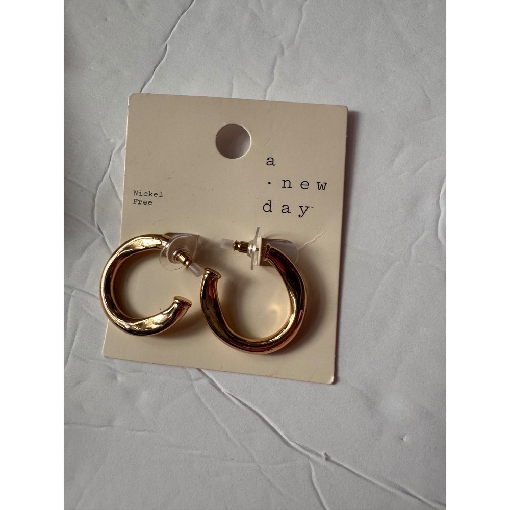 A New Day Gold Tone Chunky Hoop Earrings Nickel Free EA13793GL